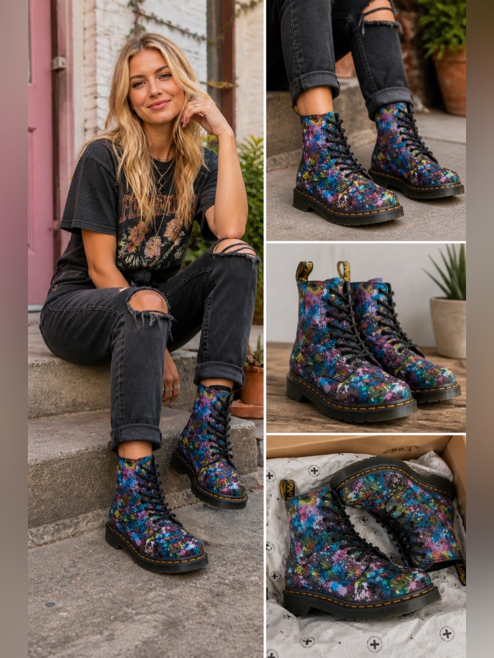Dr. Martens Women’s 1460 Pascal Confetti Suede Lace Up Boots US Size 6 - Picture 14 of 14